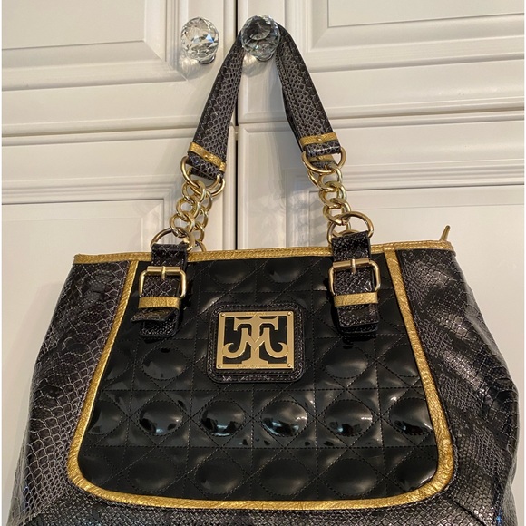 Miss Tina Taste of Couture Black Purse with gold accents - Picture 2 of 8